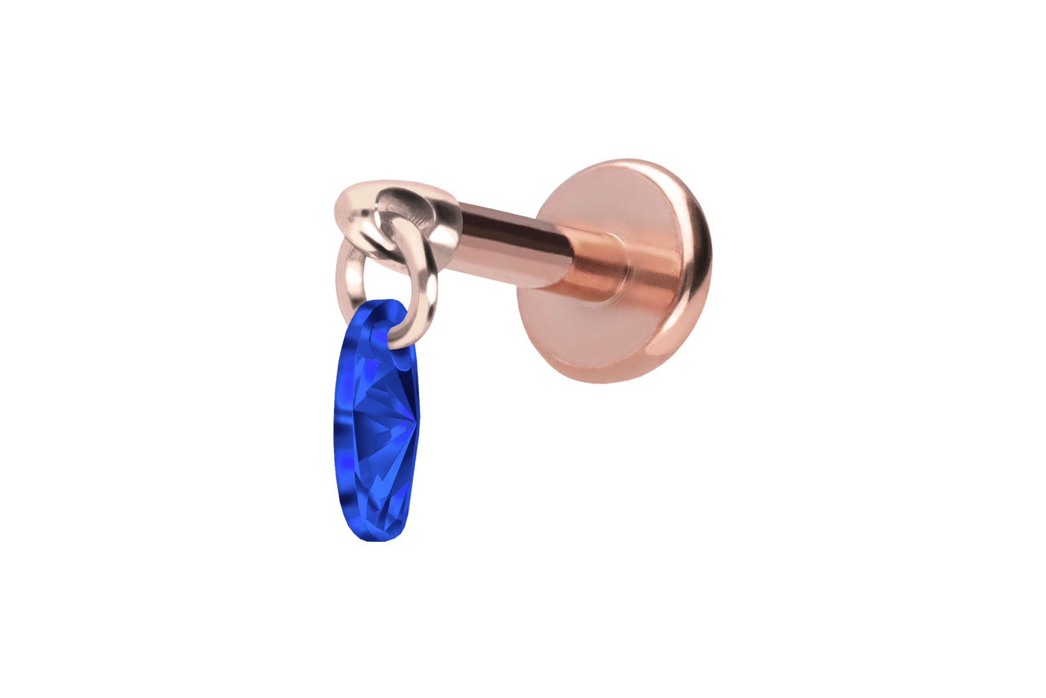 Titan Labret Piercing mit Push Fit KRISTALLOVAL